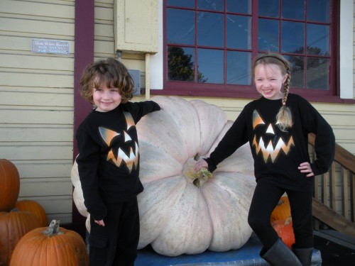 An American Dream Fairytale: Silly, simple, perfect children with their pumpkins