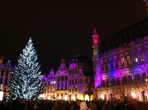 Brussels Grand Place sound and light show Winter Pret