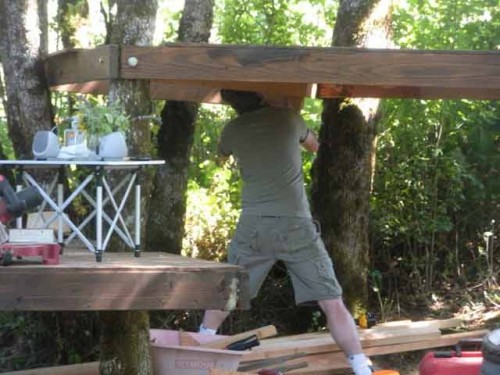 Living on a Vineyard Farm: Bryan helping with the treehouse