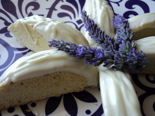 Becoming a Great Home Cook: Lemon and lavender scented biscotti with white chocolate and lemon icing