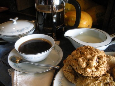 Fallnut Cookies with French Press Coffee