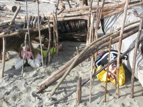 Driftwood Sand Forts on My American Dream Birthday