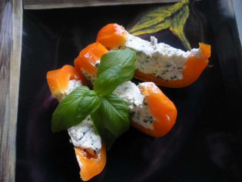 Wine Lover's American Dream Diet: Sweet orange bell peppers with basil-lemon goat cheese