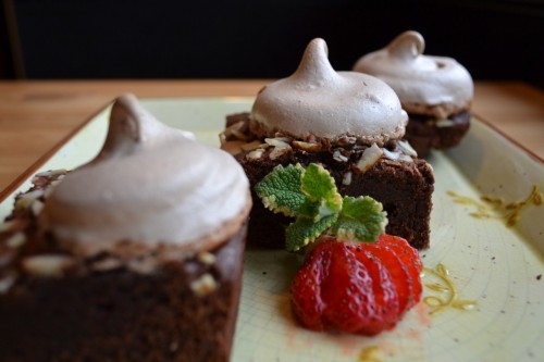 a Father's Day Love Story: Double chocolate, almond cocoa meringue brownies for Father's Day