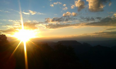 Sunrise at the North Rim of the Grand Canyon. Point Sublime.