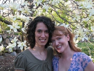 Finding Happiness in Lifelong Friendships - Lisa with Lifelong friends Maria under a Cherry Blossom tree