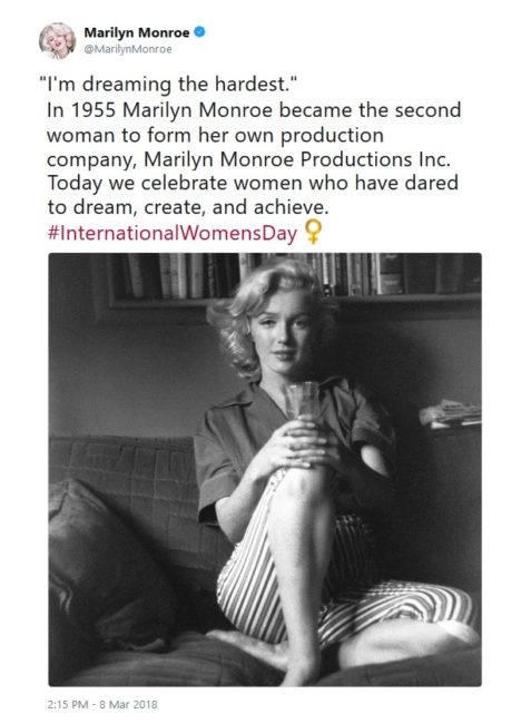 International Women's Day Tweets for Women Dreamers: MarilynMonroe