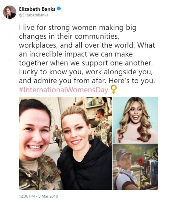 International Women's Day Tweets for Women Dreamers: Elizabethbanks