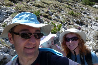 The von Geldern family hiking in Slovenia