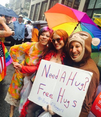 New York City Pride March Giving Away Free Hugs and Connecting with other activists