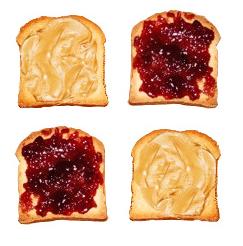 Peanut butter and jelly on bread