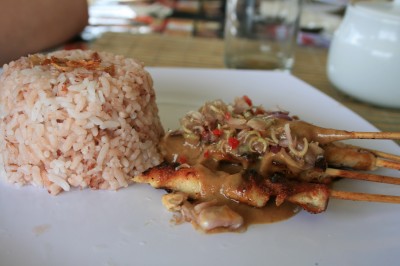 Satay and natural rice - Bali food