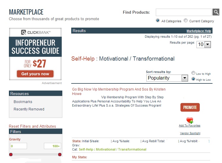 Sell Products Online with clickbank marketplace