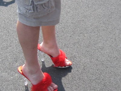 Walk A Mile in Her Shoes Red Mules 