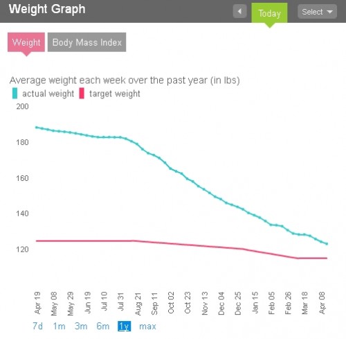 How I Lost 75 Pounds: Weight loss graph