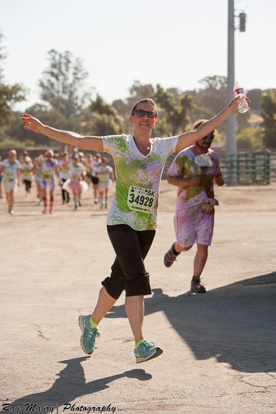 Heather running at color me rad