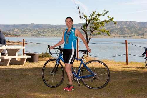 heather with bike after first sprint tri