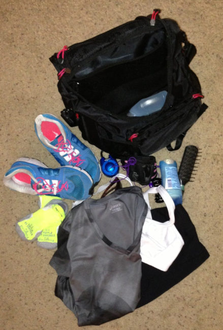 What's in your workout bag? Here's Heathers bag contents for run and bike