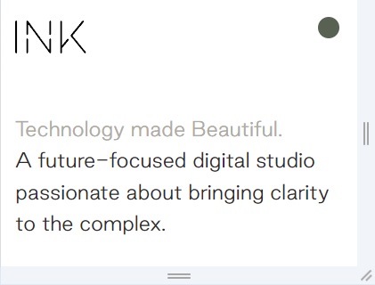 Screenshot of INK website simplicity