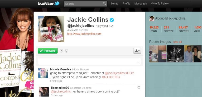 jackie collins on twitter