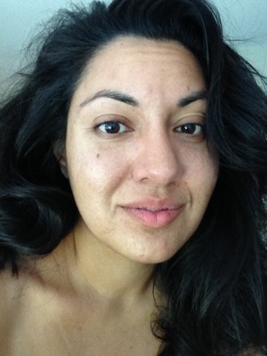 Makeup free selfie. "Blemishes", sleepy eyes, crazy morning hair and all.