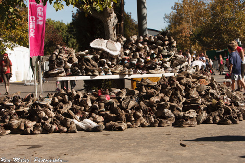 The aftermath - Muddy shoe pile at Dirty Girl 2012