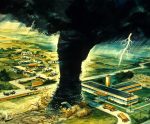 NOAA Illustration of a tornado and lighting
