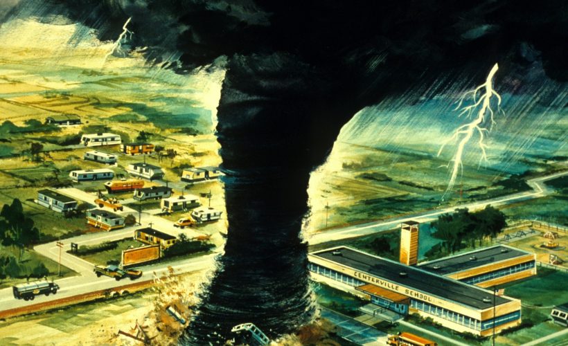 NOAA Illustration of a tornado and lighting