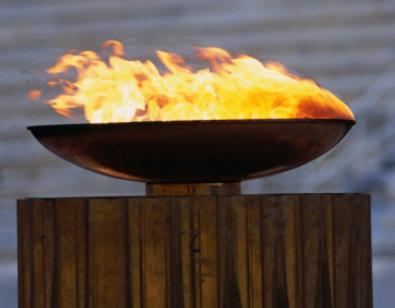 The Olympic Flame Burns in the Reconstructed Roman Stadium, Athens, Attica, Greece