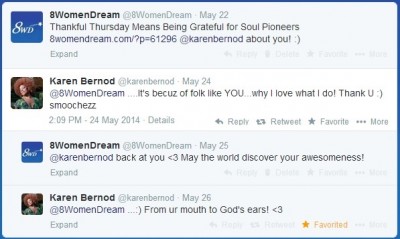 twitter attention from Karen Bernod
