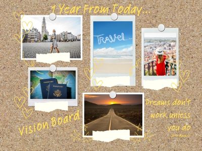Vision board achieving a dream in a year