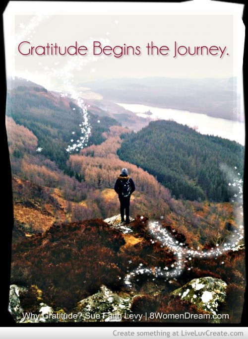 Why gratitude? Because gratitude begins the journey inspirational picture quote